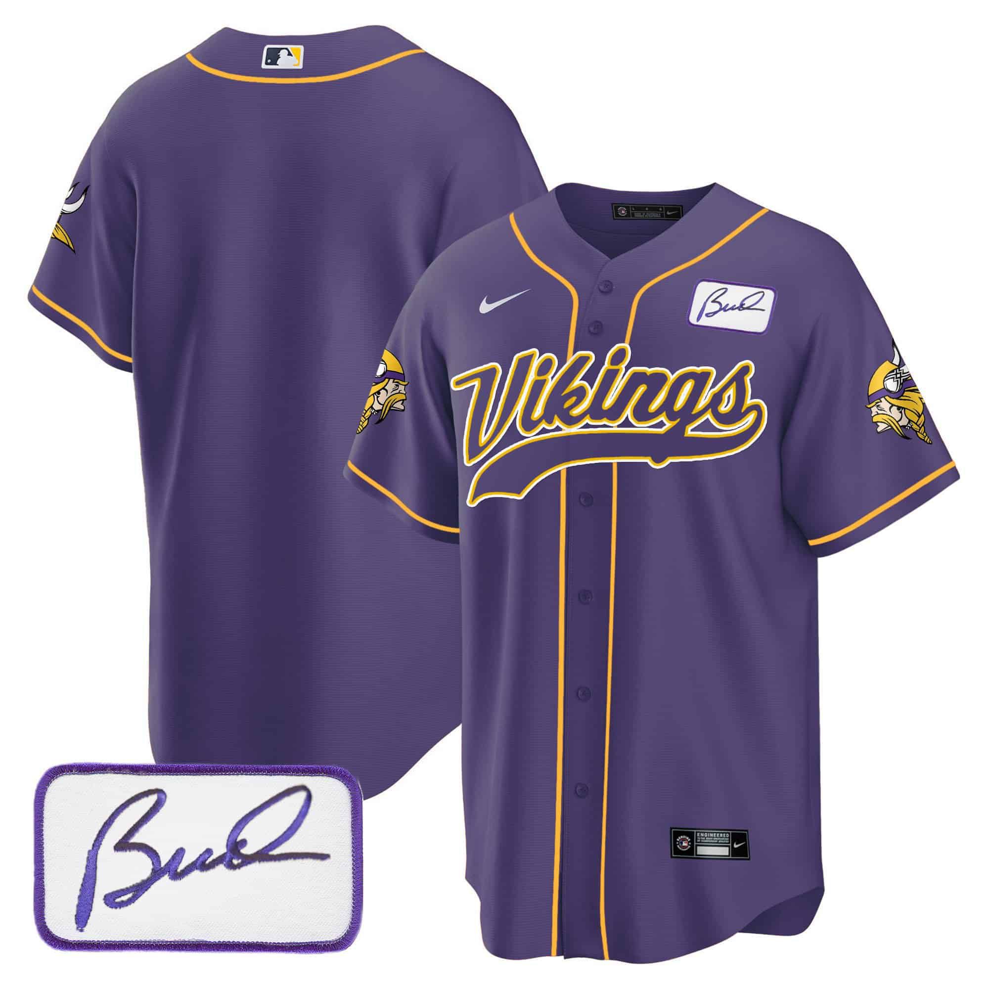 Men Minnesota Vikings Blank Purple 2024 Nike Bud Grant Patch Classic Baseball NFL Jersey style 1